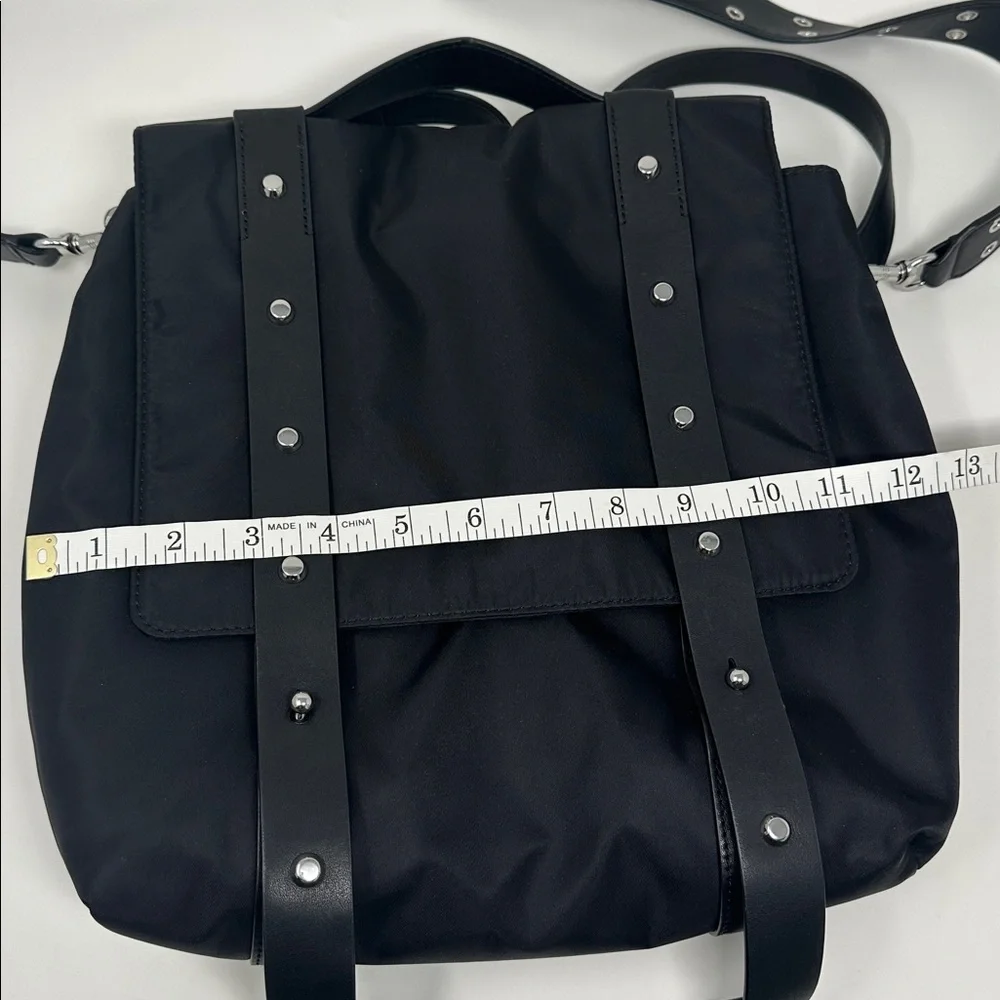 AllSaints Sid black nylon and leather backpack like new - Picture 10 of 11